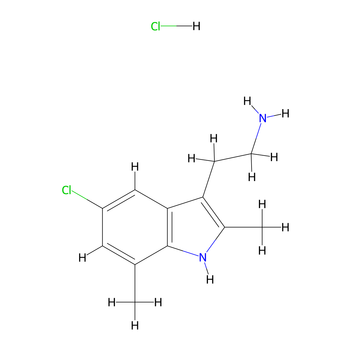 2-(5-chloro-2,7-dimethyl-1H-indol-3-yl)ethanamine hydrochloride molecular structure, CAS 1049747-89-8