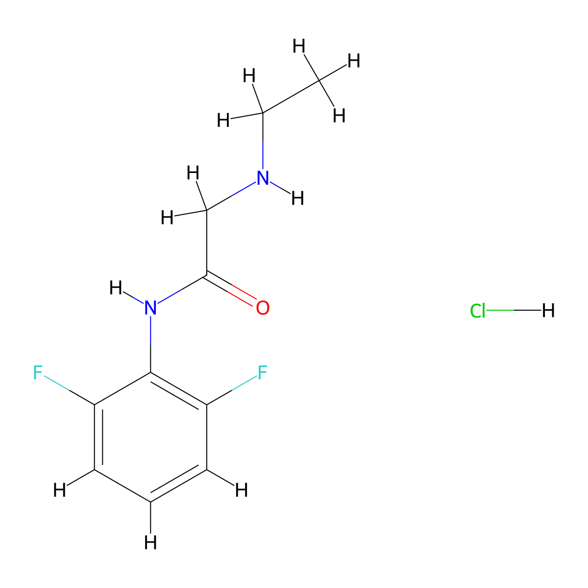 N-(2,6-difluorophenyl)-2-(ethylamino)acetamide hydrochloride molecular structure, CAS 1049748-63-1