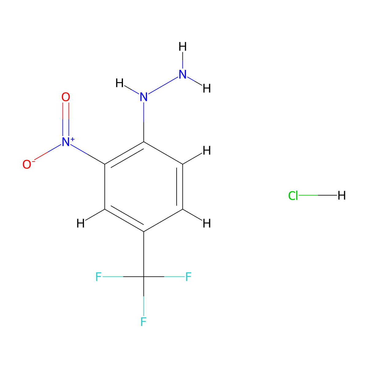 (2-Nitro-4-(trifluoromethyl)phenyl)hydrazine hydrochloride molecular structure, CAS 1049748-69-7