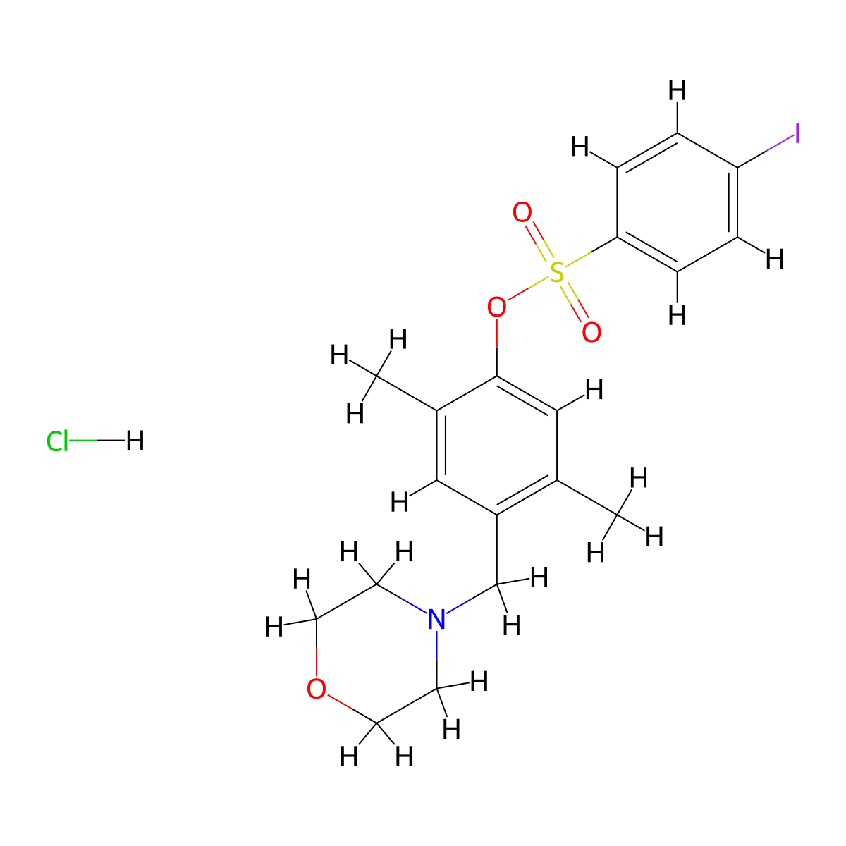 2,5-Dimethyl-4-(morpholinomethyl)phenyl 4-iodobenzenesulfonate hydrochloride molecular structure, CAS 1049749-63-4
