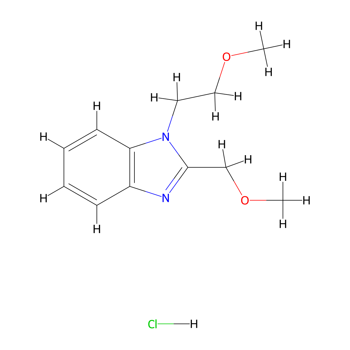 1-(2-methoxyethyl)-2-(methoxymethyl)-1H-benzo[d]imidazole hydrochloride molecular structure, CAS 1049749-85-0