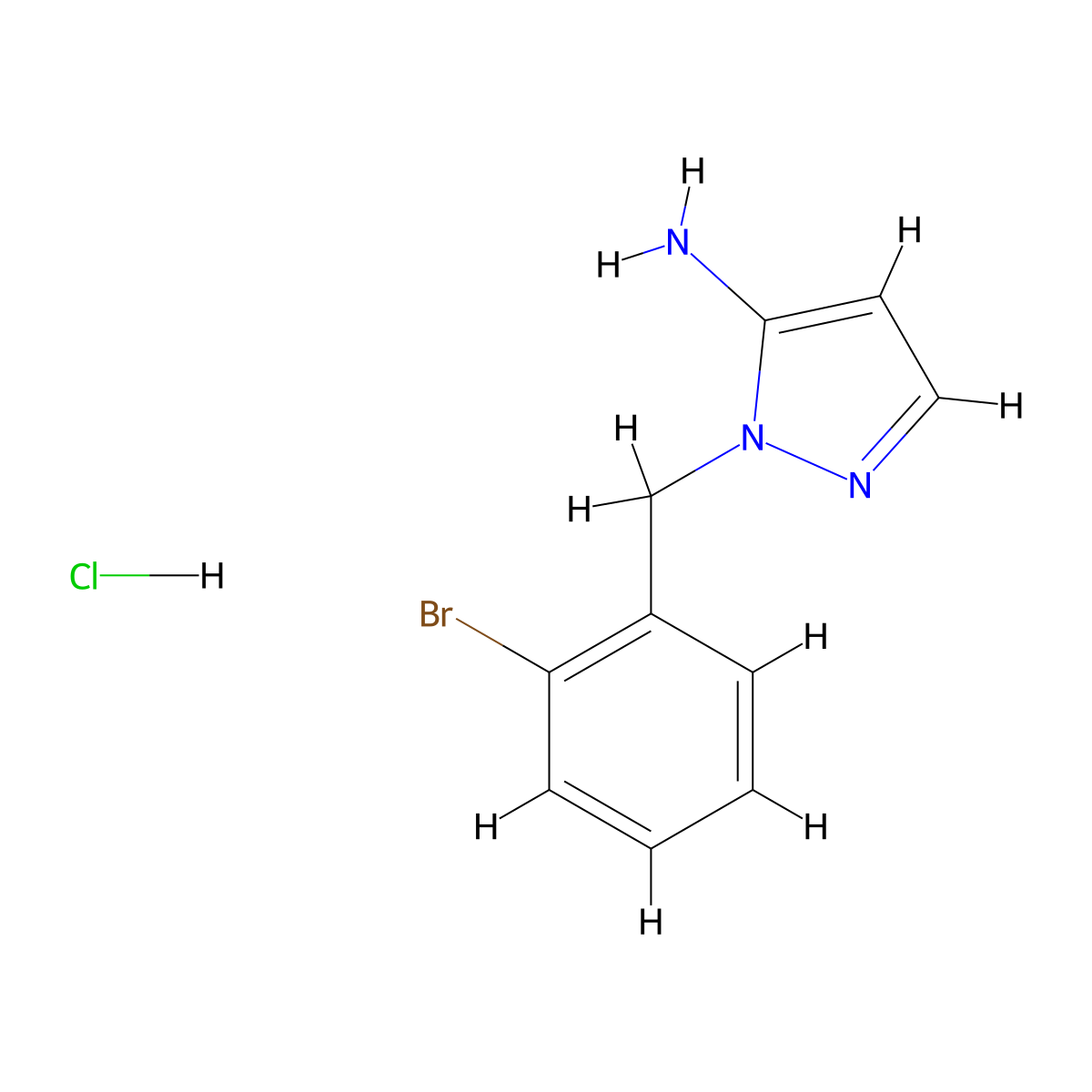 1-[(2-bromophenyl)methyl]-1H-pyrazol-5-amine hydrochloride molecular structure, CAS 1049749-91-8