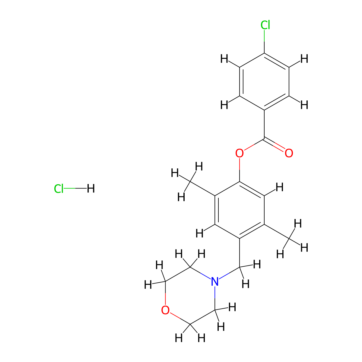 2,5-Dimethyl-4-(morpholinomethyl)phenyl 4-chlorobenzenecarboxylate hydrochloride molecular structure, CAS 1049749-92-9