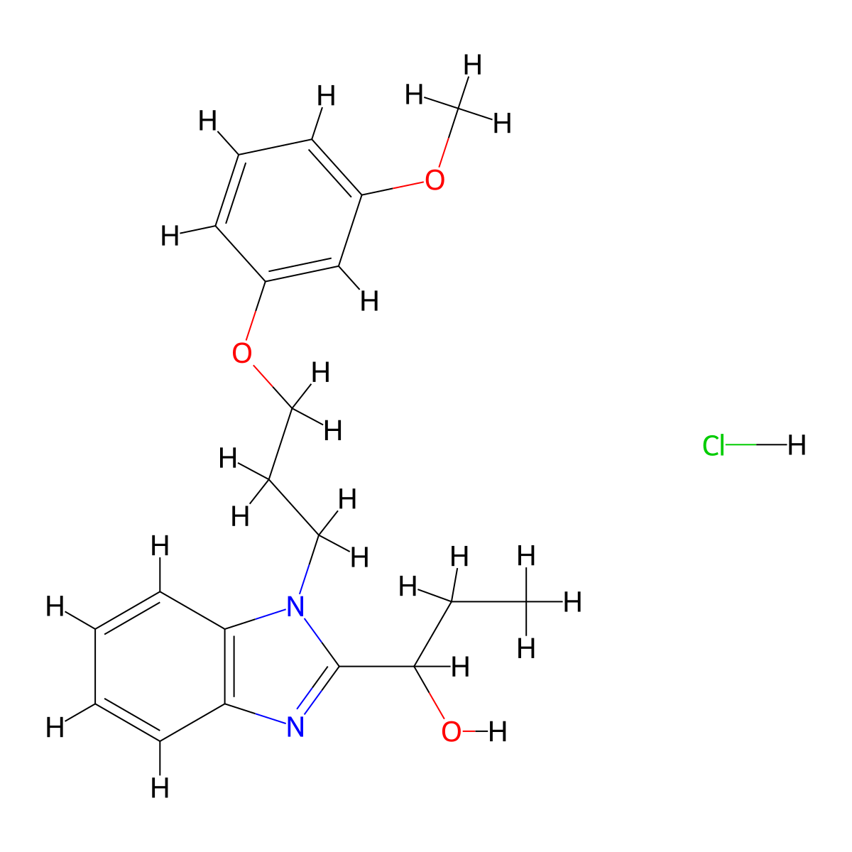 1-(1-(3-(3-methoxyphenoxy)propyl)-1H-benzo[d]imidazol-2-yl)propan-1-ol hydrochloride molecular structure, CAS 1049749-99-6
