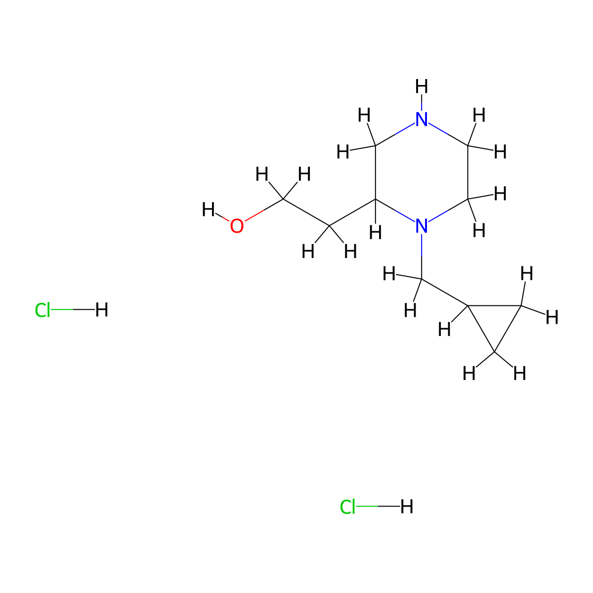 2-[1-(Cyclopropylmethyl)-2-piperazinyl]ethanol dihydrochloride molecular structure, CAS 1049750-09-5