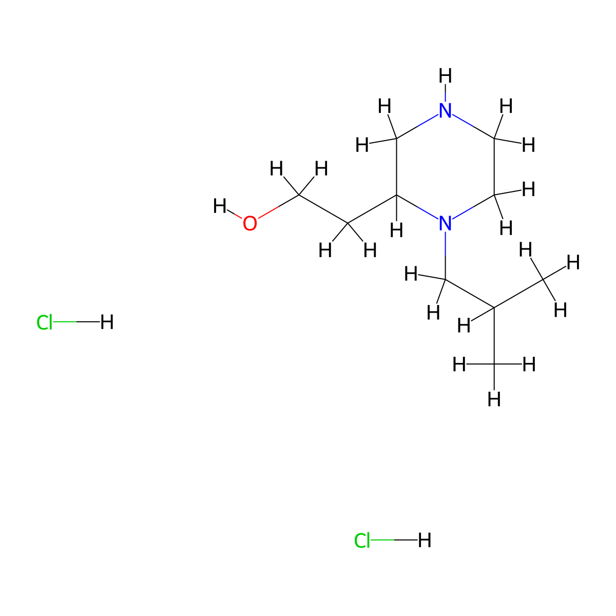 2-(1-Isobutyl-2-piperazinyl)ethanol dihydrochloride molecular structure, CAS 1049750-12-0