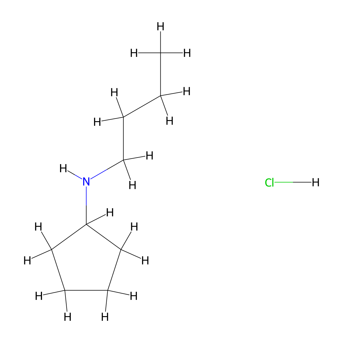 N-butylcyclopentanamine hydrochloride molecular structure, CAS 1049750-21-1