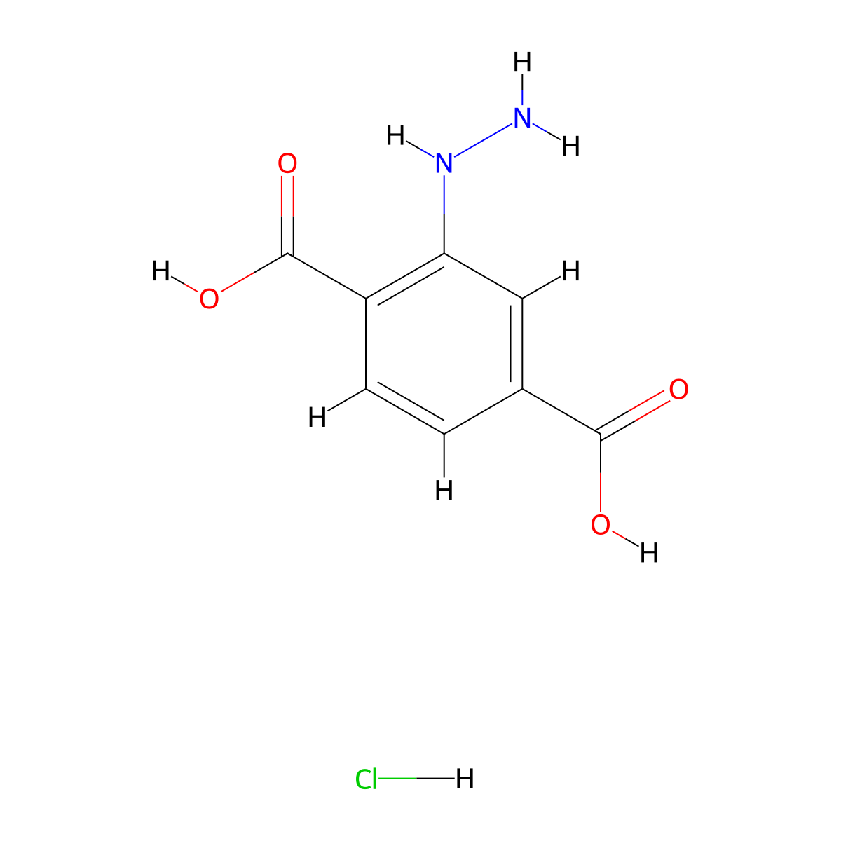 2-Hydrazinoterephthalic acid hydrochloride molecular structure, CAS 1049750-48-2