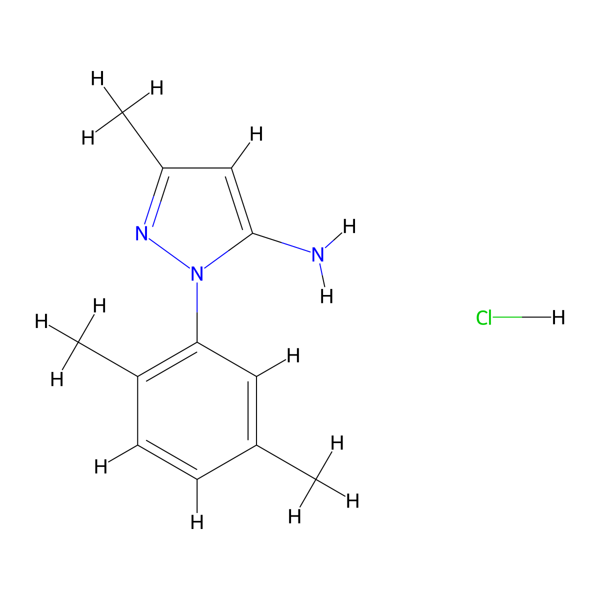1-(2,5-dimethylphenyl)-3-methyl-1H-pyrazol-5-amine hydrochloride molecular structure, CAS 1049750-94-8