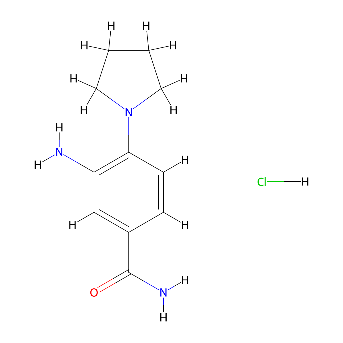 3-Amino-4-(pyrrolidin-1-yl)benzamide hydrochloride molecular structure, CAS 1049751-34-9