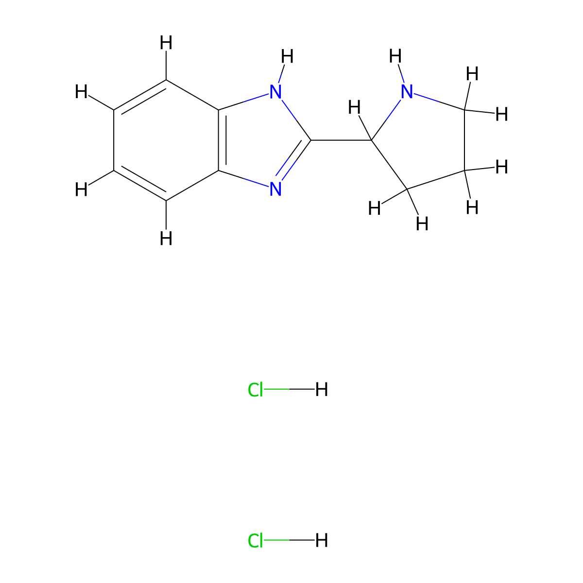 2-(pyrrolidin-2-yl)-1H-1,3-benzodiazole dihydrochloride molecular structure, CAS 1049751-43-0