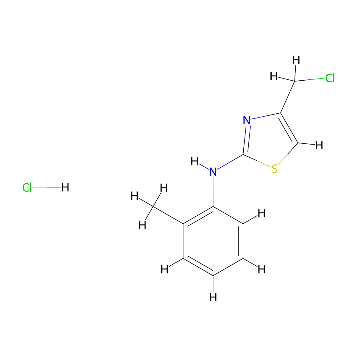 4-(chloromethyl)-N-(2-methylphenyl)-1,3-thiazol-2-amine hydrochloride molecular structure, CAS 1049751-56-5