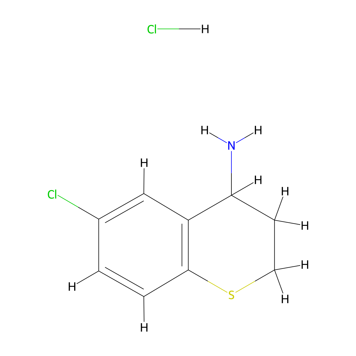 6-chloro-3,4-dihydro-2H-thiochromen-4-ylamine hydrochloride molecular structure, CAS 1049751-84-9