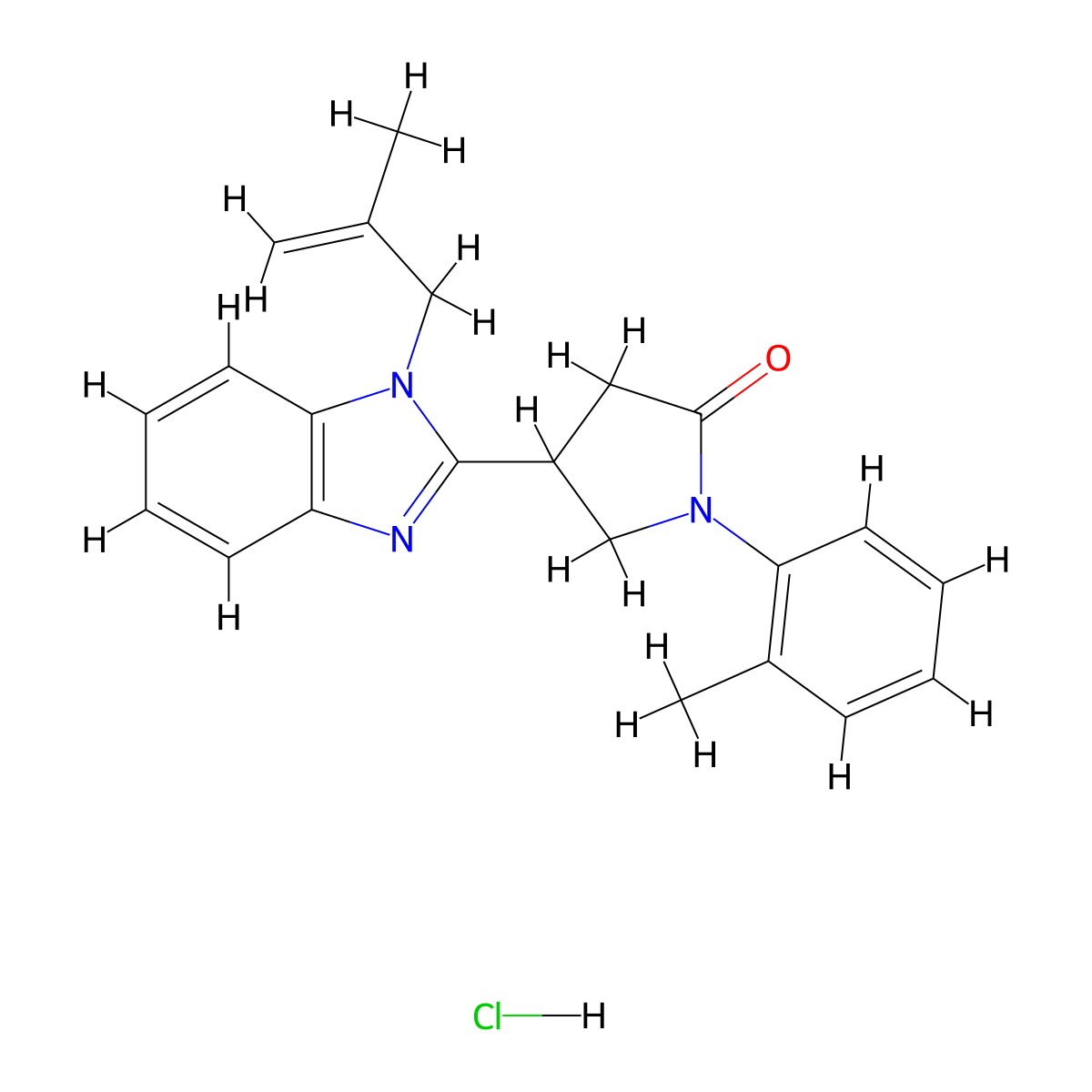 4-(1-(2-methylallyl)-1H-benzo[d]imidazol-2-yl)-1-(o-tolyl)pyrrolidin-2-one hydrochloride molecular structure, CAS 1049752-25-1