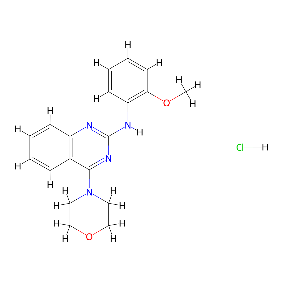 N-(2-methoxyphenyl)-4-morpholinoquinazolin-2-amine hydrochloride molecular structure, CAS 1049752-31-9