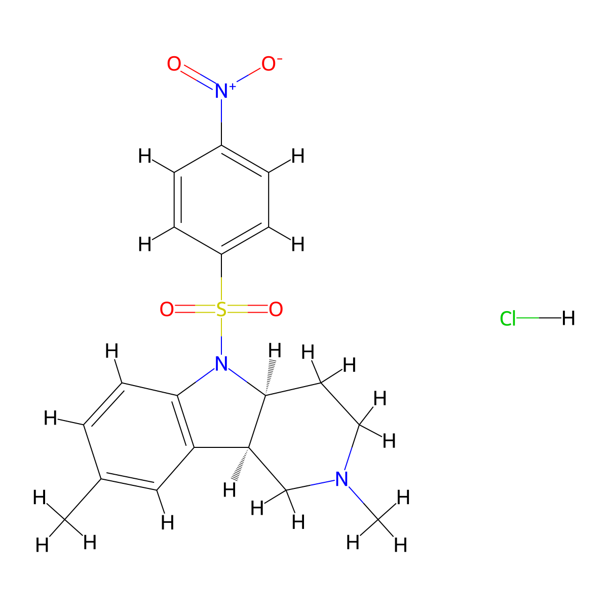 (4aS,9bR)-2,8-Dimethyl-5-(4-nitro-benzenesulfonyl)-2,3,4,4a,5,9b-hexahydro-1H-pyrido[4,3-b]indole molecular structure, CAS 1049752-48-8