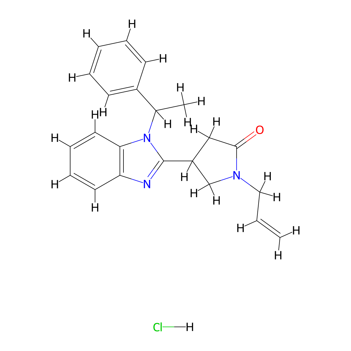 4-[1-(Phenylethyl)benzimidazol-2-yl]-1-prop-2-enylpyrrolidin-2-one, chloride molecular structure, CAS 1049752-55-7
