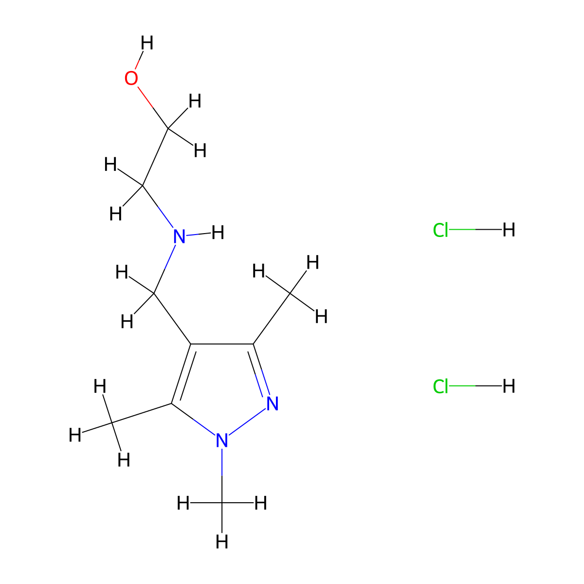 2-{[(1,3,5-Trimethyl-1H-pyrazol-4-YL)methyl]amino}ethanol dihydrochloride molecular structure, CAS 1049752-56-8