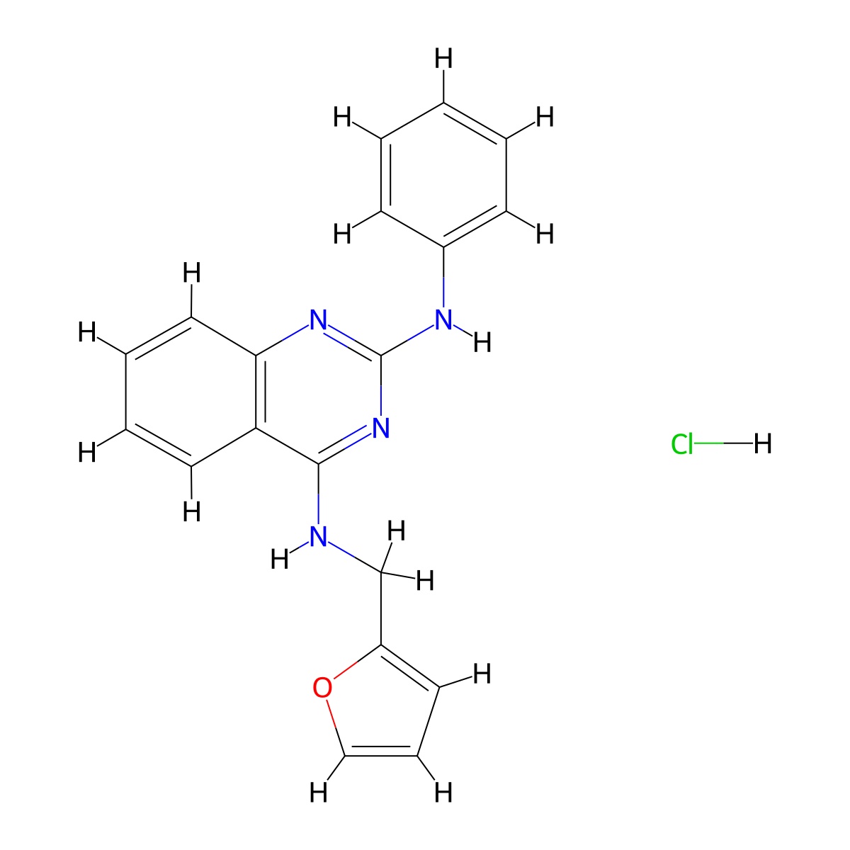 N4-(furan-2-ylmethyl)-N2-phenylquinazoline-2,4-diamine hydrochloride molecular structure, CAS 1049752-86-4
