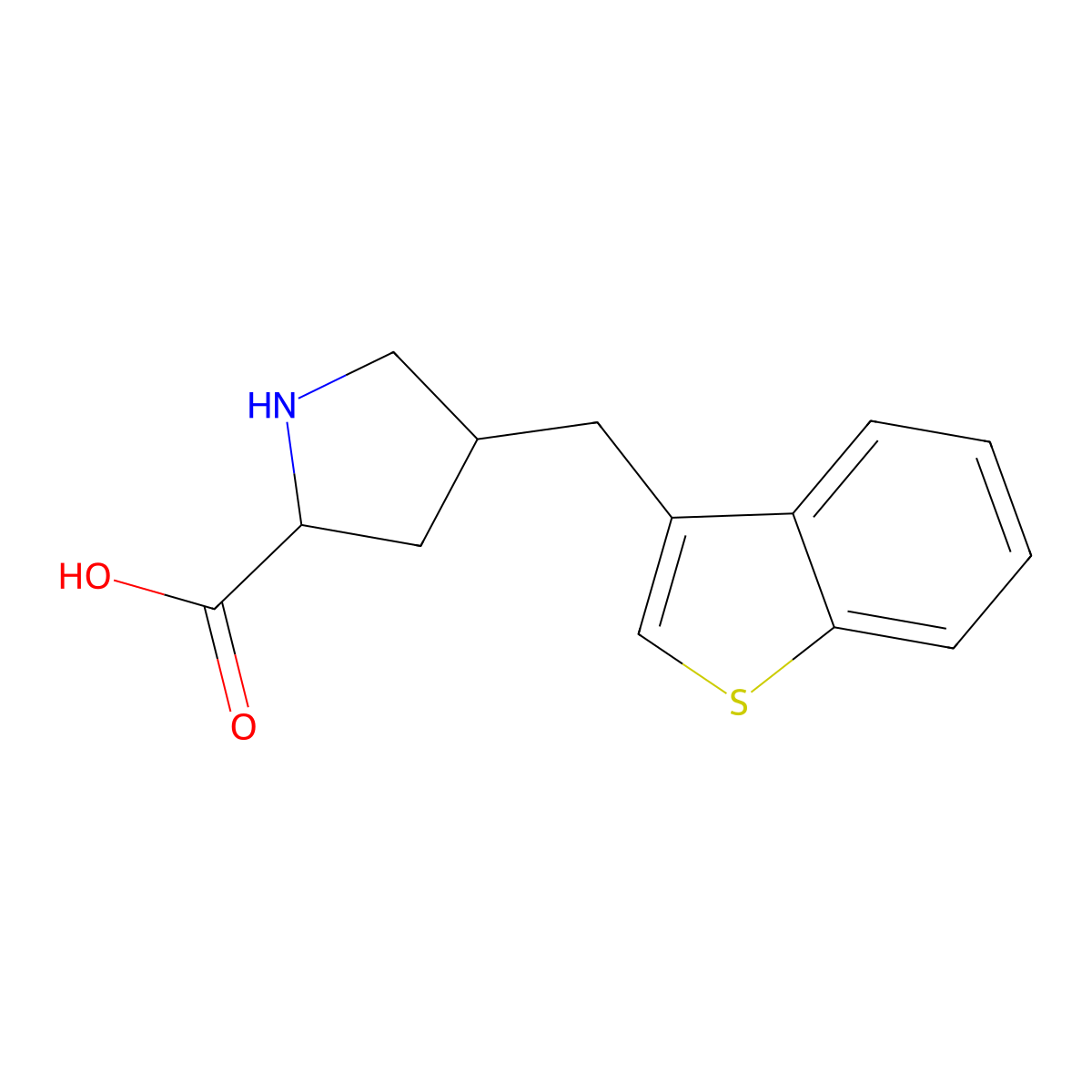 (2S,4R)-4-(Benzo[b]thiophen-3-ylmethyl)pyrrolidine-2-carboxylic acid molecular structure, CAS 1049753-14-1