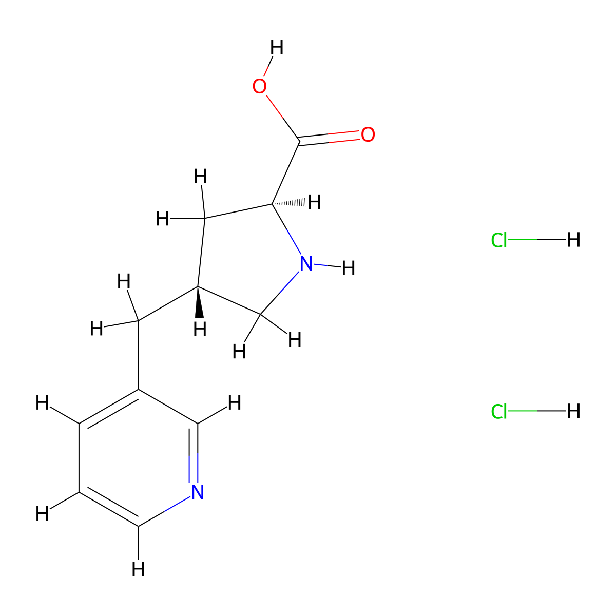 (2S,4R)-4-(pyridin-3-ylmethyl)pyrrolidine-2-carboxylic acid dihydrochloride molecular structure, CAS 1049754-12-2