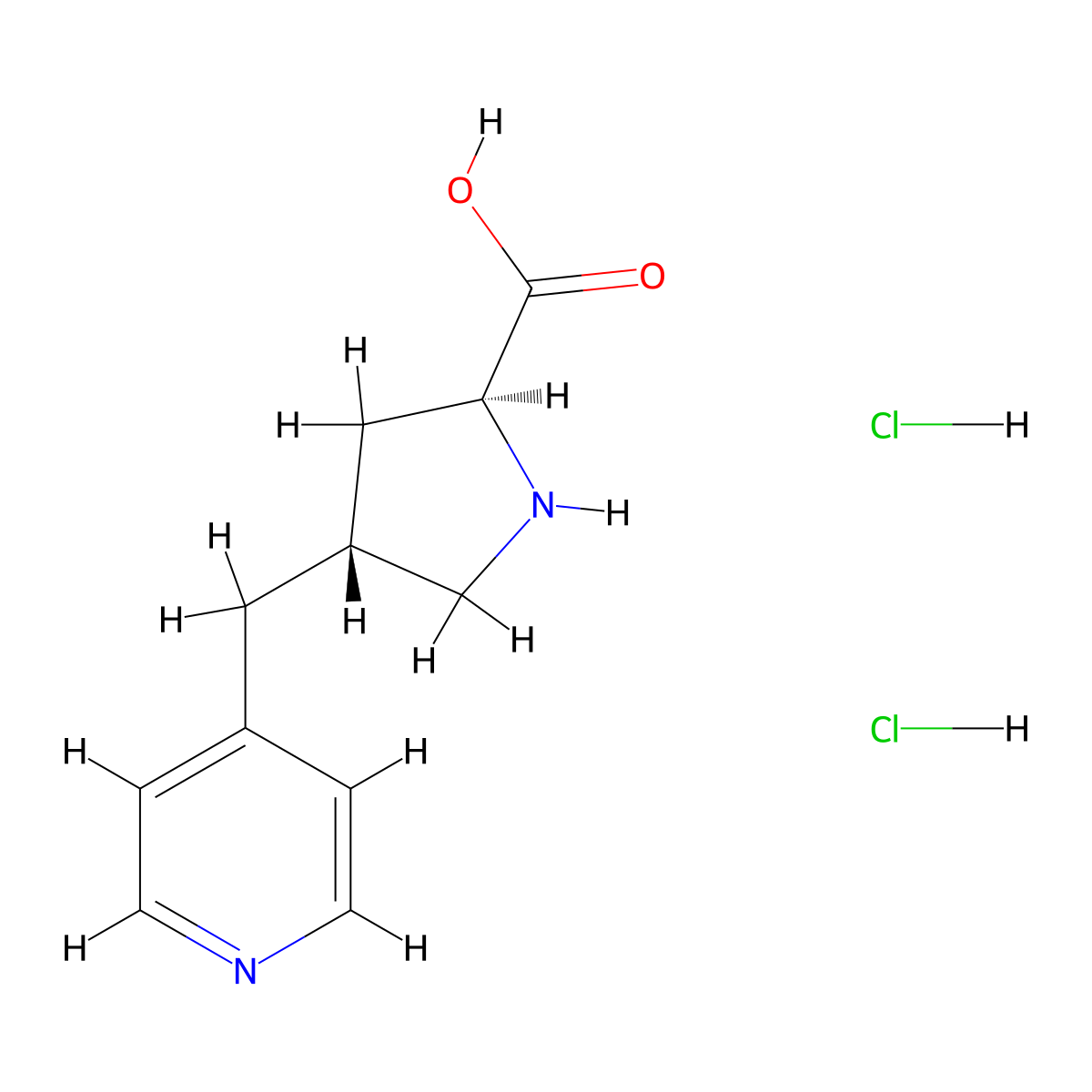 (2S,4R)-4-(pyridin-4-ylmethyl)pyrrolidine-2-carboxylic acid dihydrochloride molecular structure, CAS 1049754-26-8