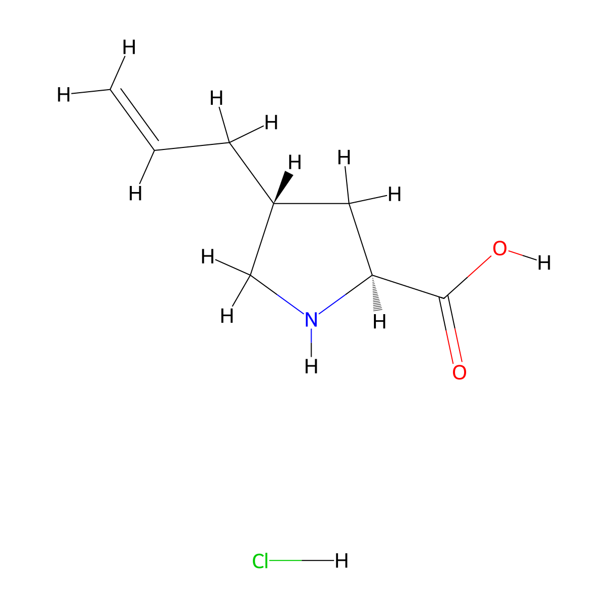 (2S,4R)-4-Allylpyrrolidine-2-carboxylic acid hydrochloride molecular structure, CAS 1049755-14-7