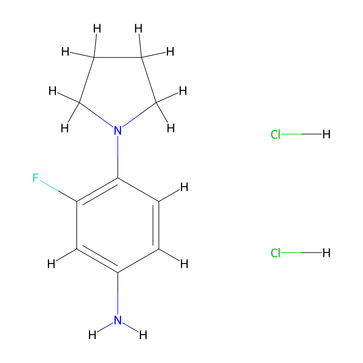 3-Fluoro-4-(pyrrolidin-1-yl)aniline dihydrochloride molecular structure, CAS 1049756-71-9