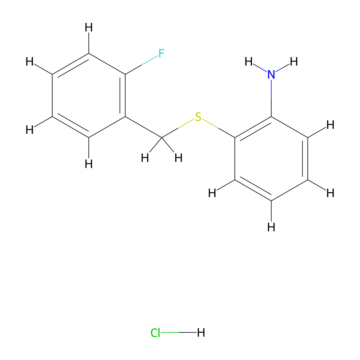 {2-[(2-Fluorobenzyl)thio]phenyl}amine hydrochloride molecular structure, CAS 1049757-19-8