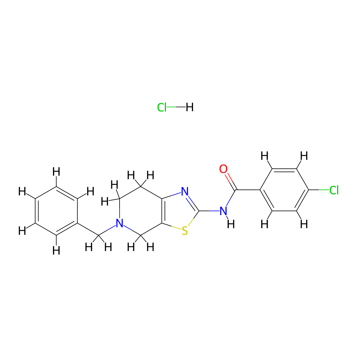 N-{5-benzyl-4H,5H,6H,7H-[1,3]thiazolo[5,4-c]pyridin-2-yl}-4-chlorobenzamide hydrochloride molecular structure, CAS 1049757-98-3