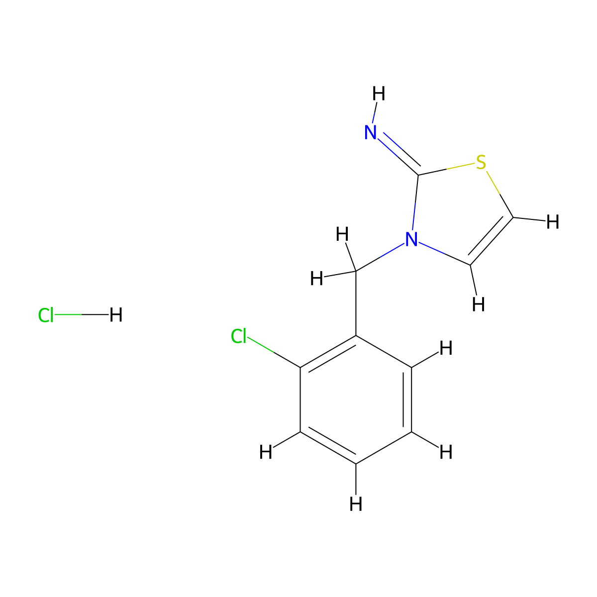 3-[(2-Chlorophenyl)methyl]-2,3-dihydro-1,3-thiazol-2-imine hydrochloride molecular structure, CAS 1049759-70-7