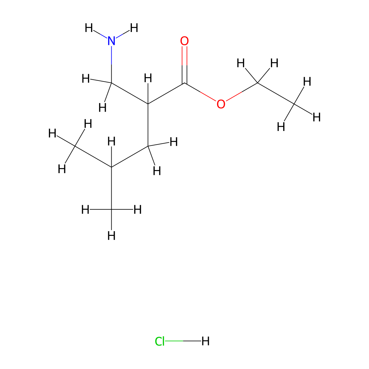 Ethyl 2-(aminomethyl)-4-methylpentanoate hydrochloride molecular structure, CAS 1049760-14-6