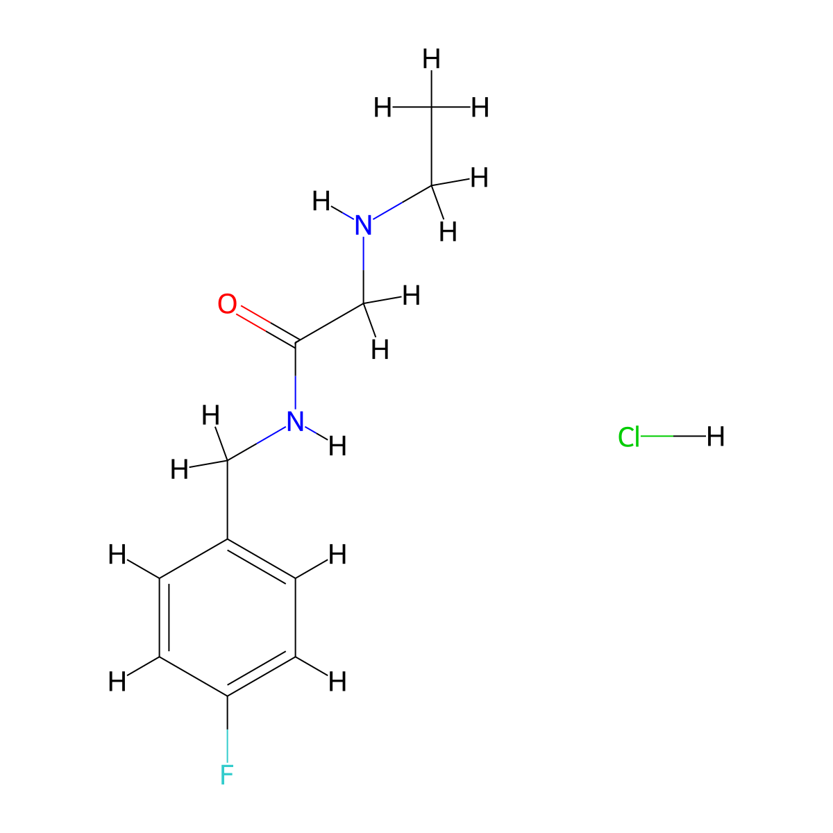 2-(ethylamino)-N-[(4-fluorophenyl)methyl]acetamide hydrochloride molecular structure, CAS 1049761-21-8