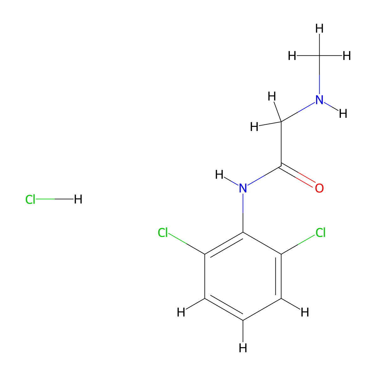 N-(2,6-dichlorophenyl)-2-(methylamino)acetamide hydrochloride molecular structure, CAS 1049761-34-3