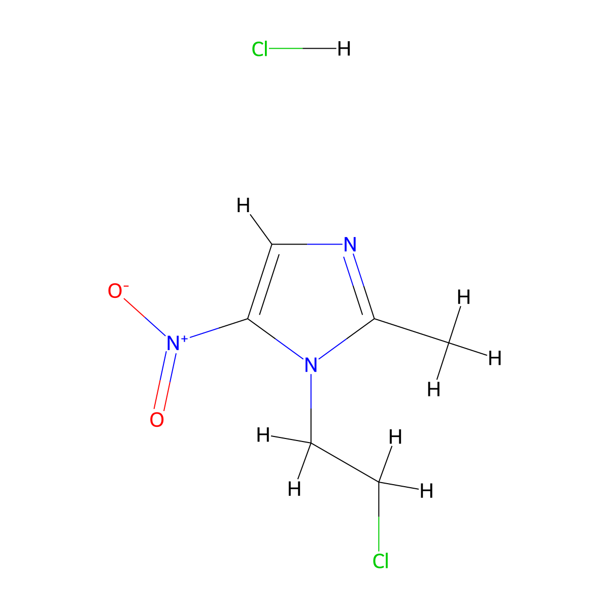 1-(2-chloroethyl)-2-methyl-5-nitro-1H-imidazole hydrochloride molecular structure, CAS 1049762-81-3