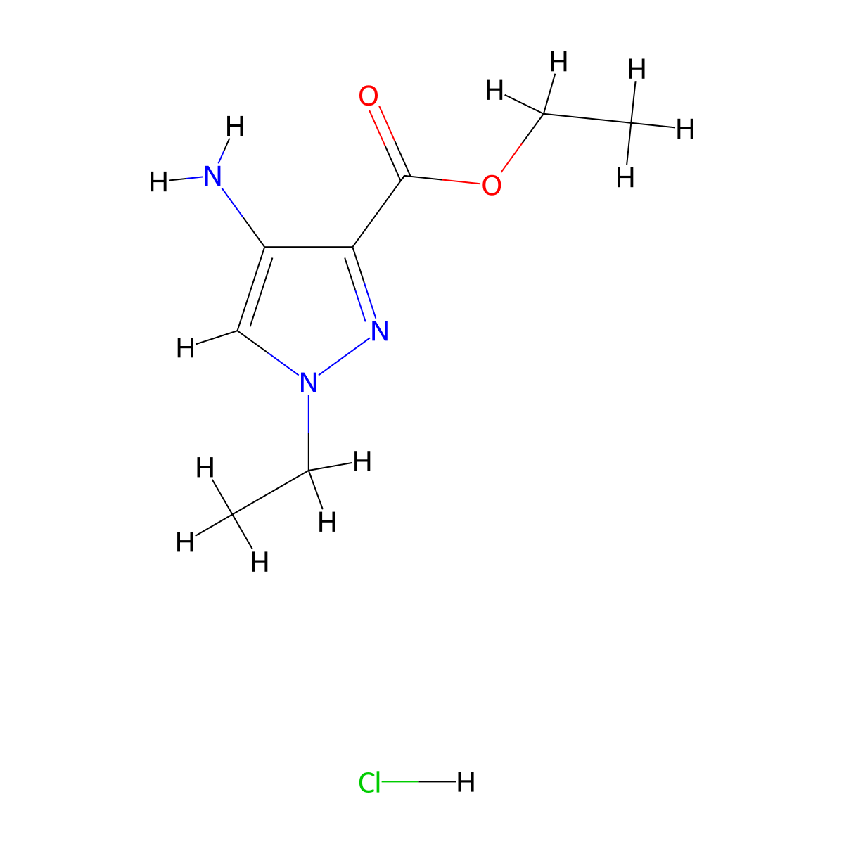 Ethyl 4-amino-1-ethyl-1H-pyrazole-3-carboxylate hydrochloride molecular structure, CAS 1049763-78-1