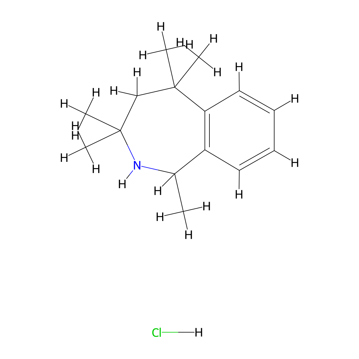 1,3,3,5,5-Pentamethyl-2,3,4,5-tetrahydro-1H-2-benzazepine hydrochloride molecular structure, CAS 1049764-30-8