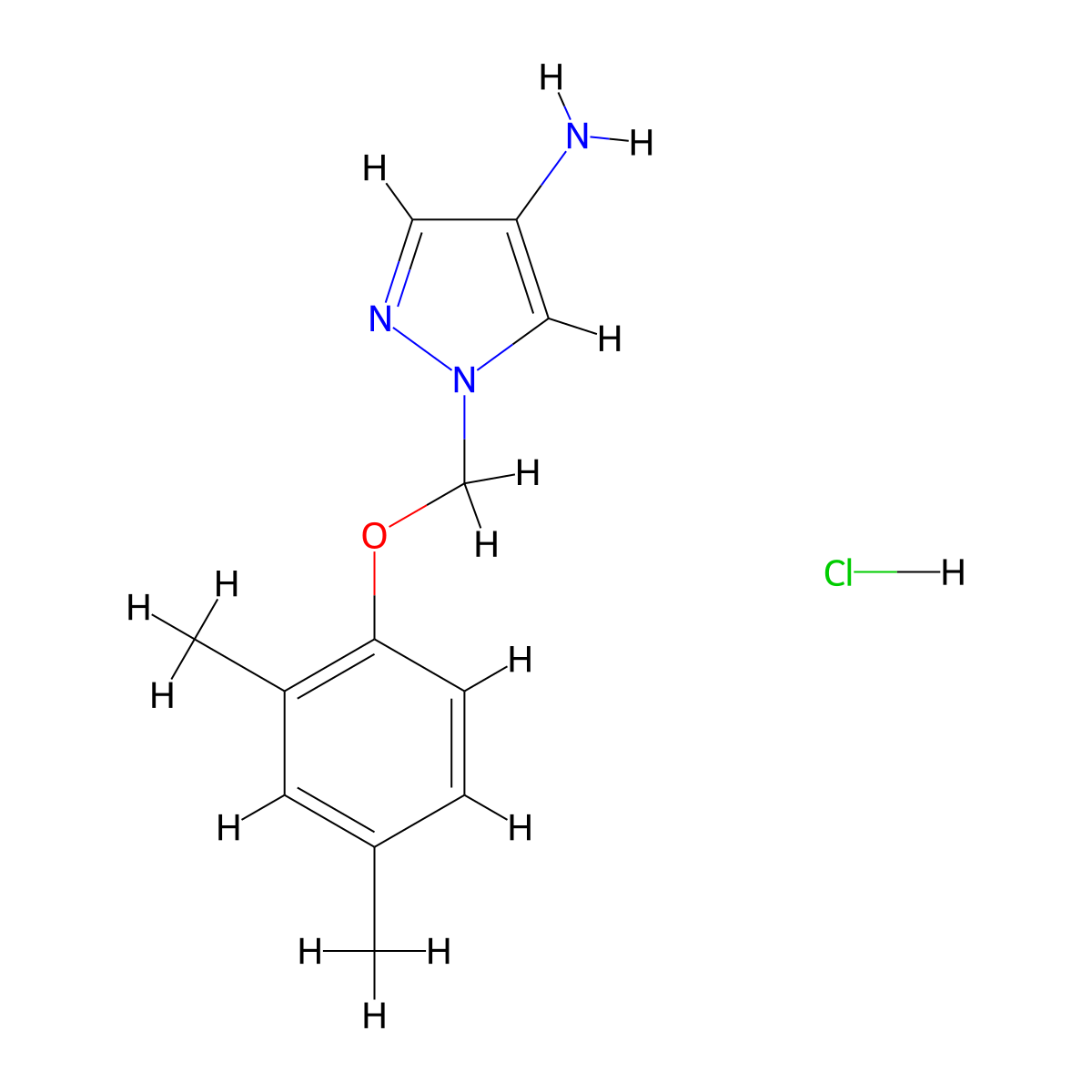 1-[(2,4-dimethylphenoxy)methyl]-1H-pyrazol-4-amine hydrochloride molecular structure, CAS 1049764-63-7