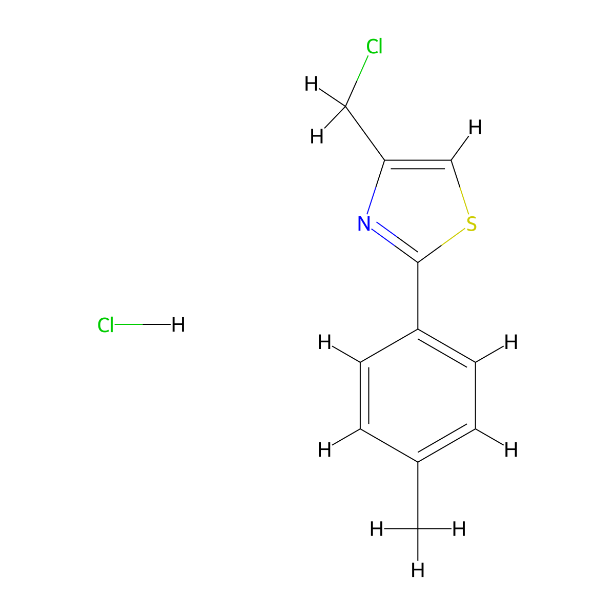 4-(Chloromethyl)-2-(4-methylphenyl)-1,3-thiazole hydrochloride molecular structure, CAS 1049764-74-0