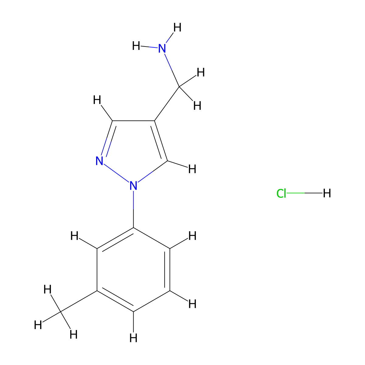 {[1-(3-Methylphenyl)-1h-pyrazol-4-yl]methyl}amine hydrochloride molecular structure, CAS 1049764-99-9