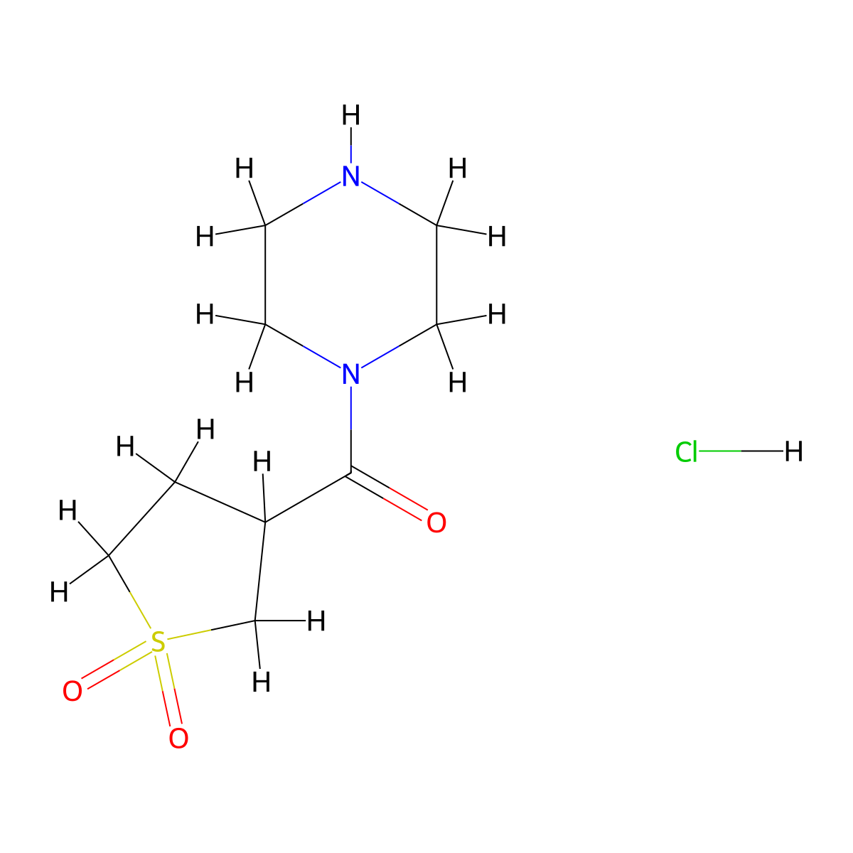 3-(Piperazine-1-carbonyl)-1lambda6-thiolane-1,1-dione hydrochloride molecular structure, CAS 1049765-76-5