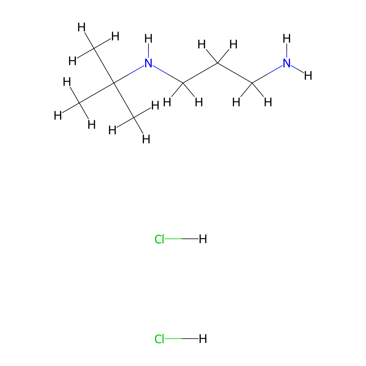 (3-Aminopropyl)(tert-butyl)amine dihydrochloride molecular structure, CAS 1049766-18-8