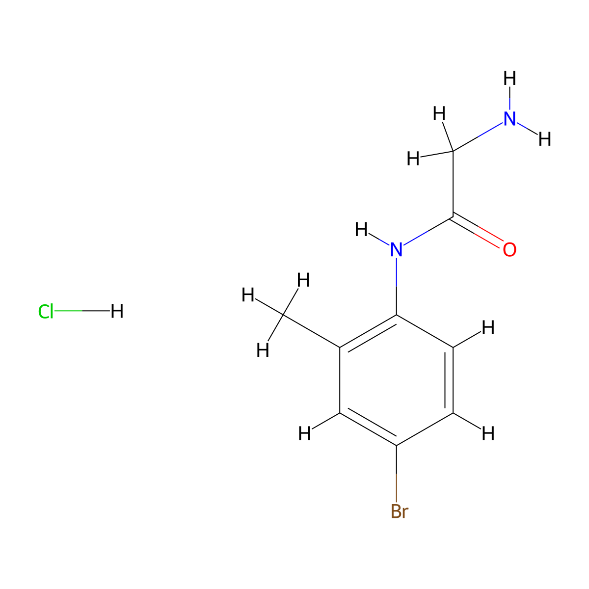 2-amino-N-(4-bromo-2-methylphenyl)acetamide hydrochloride molecular structure, CAS 1049767-05-6