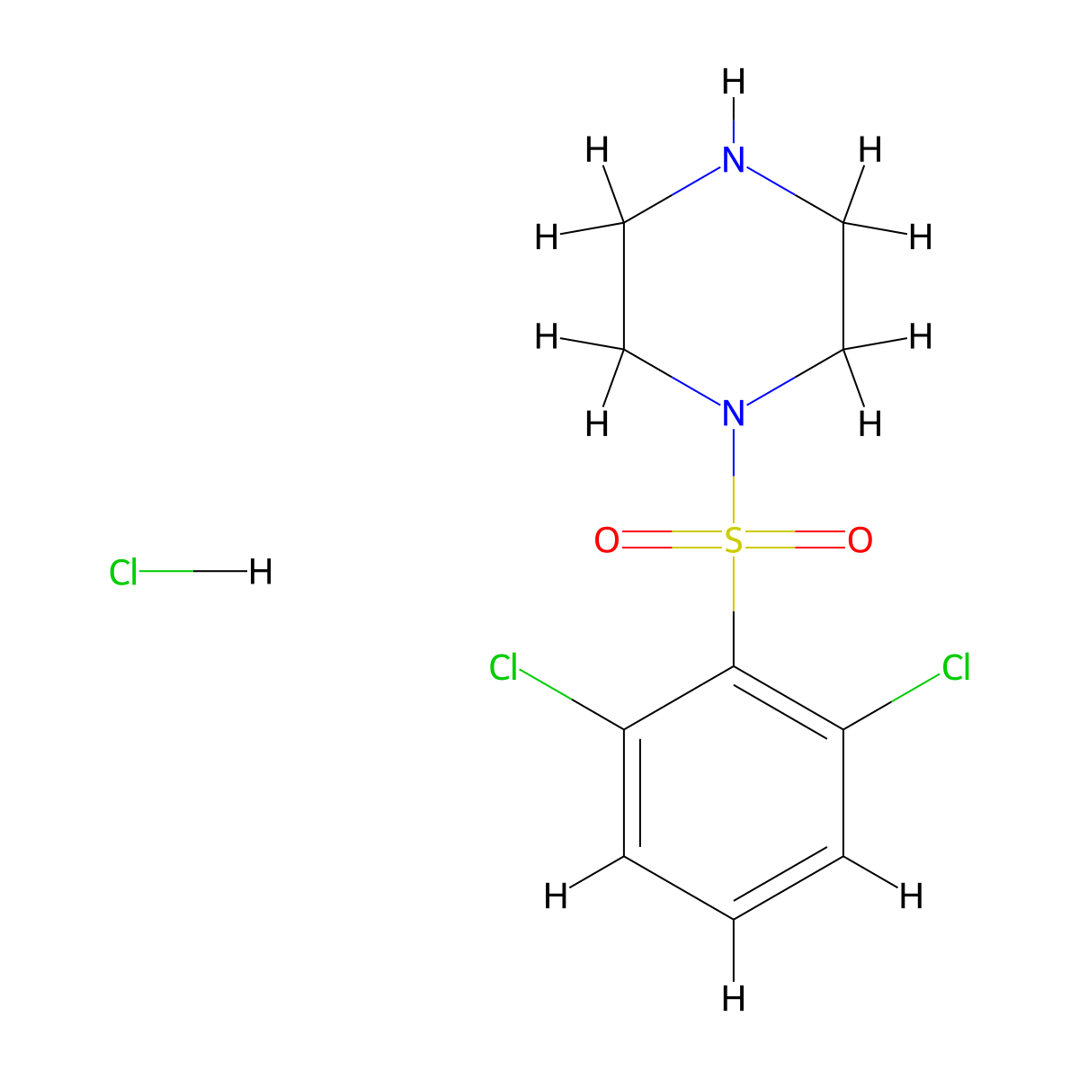 1-[(2,6-Dichlorophenyl)sulfonyl]piperazine hydrochloride molecular structure, CAS 1049768-10-6