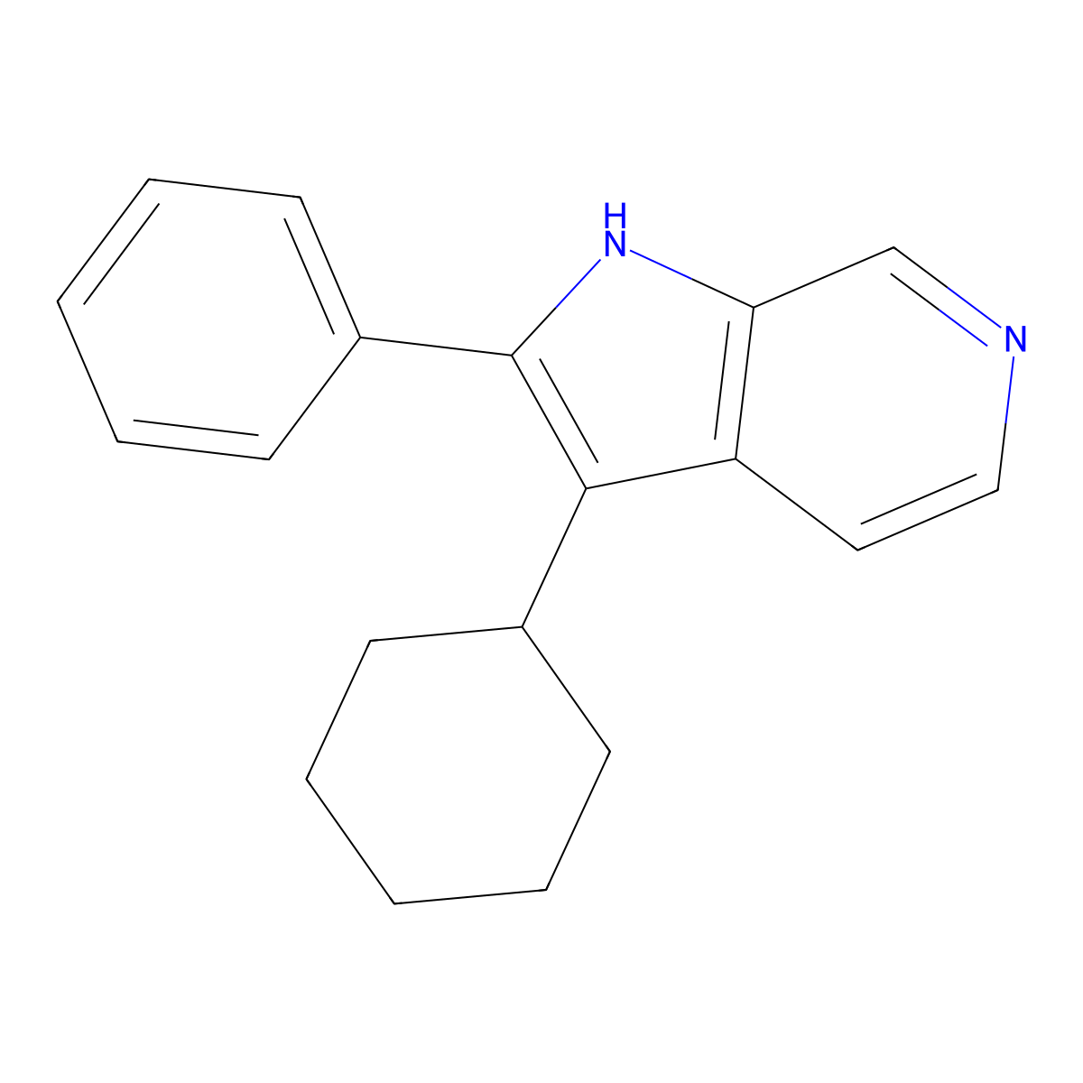 3-Cyclohexyl-2-phenyl-1H-pyrrolo[2,3-c]pyridine molecular structure, CAS 1049768-43-5
