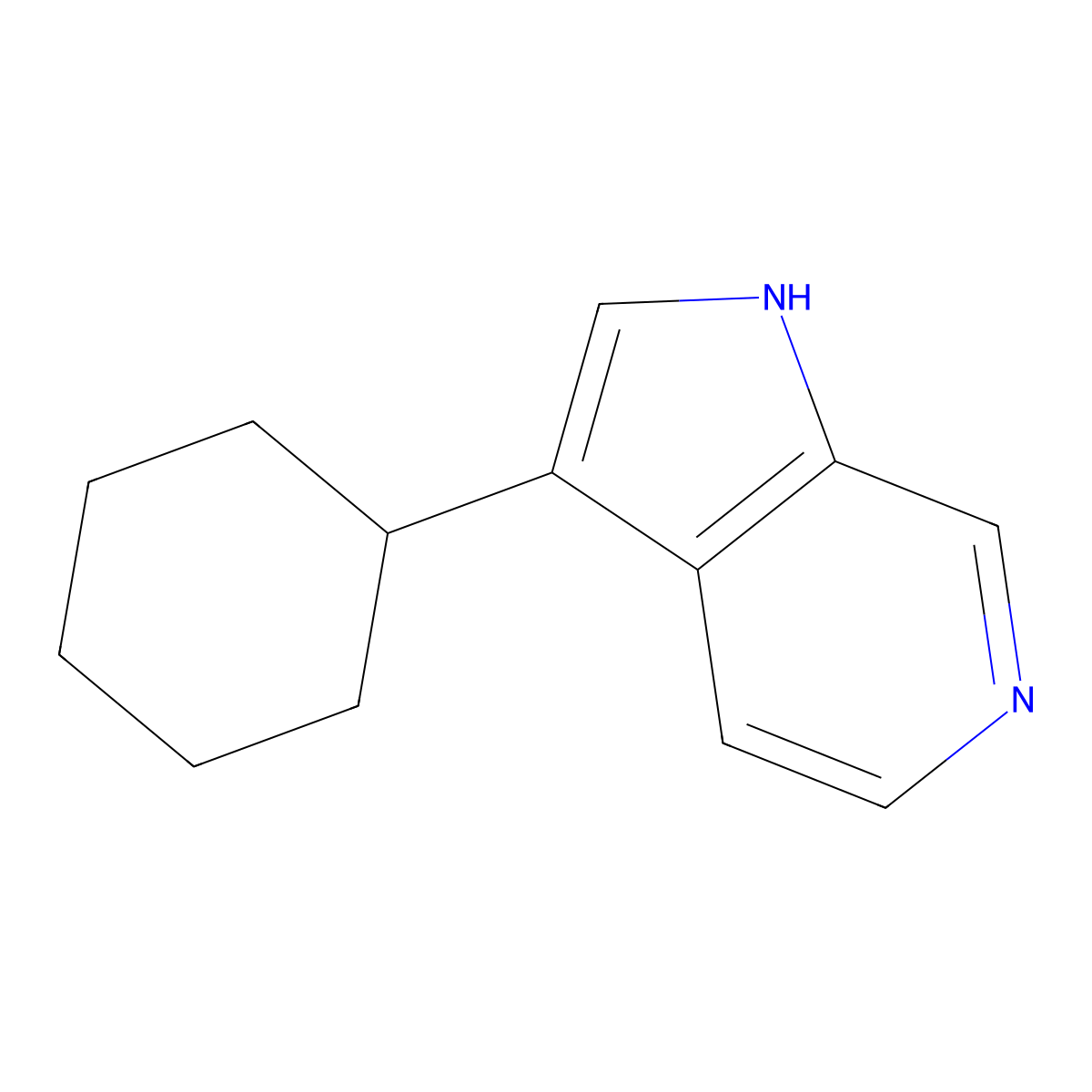 3-cyclohexyl-1H-pyrrolo[2,3-c]pyridine molecular structure, CAS 1049768-45-7