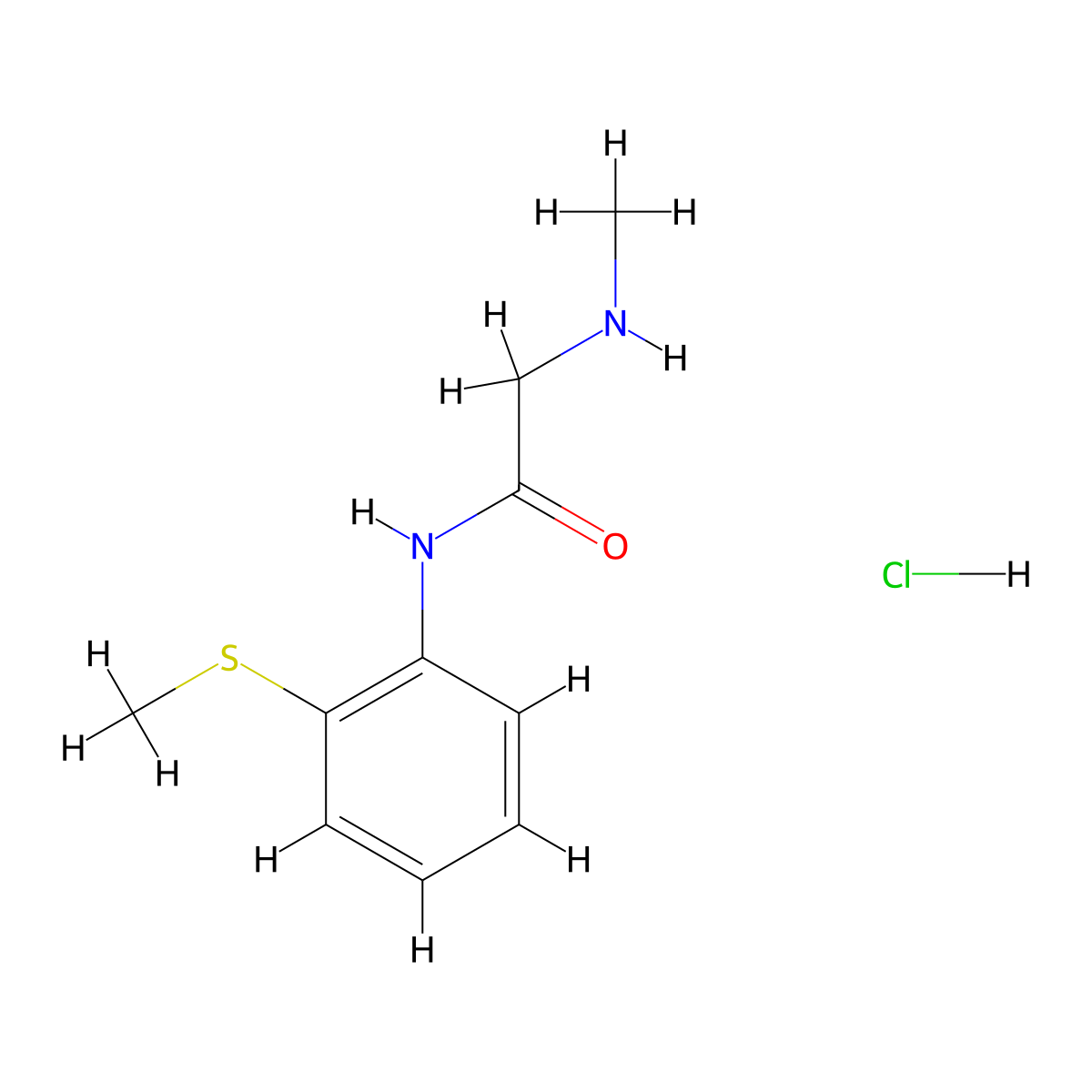 2-(methylamino)-N-[2-(methylsulfanyl)phenyl]acetamide hydrochloride molecular structure, CAS 1049769-77-8