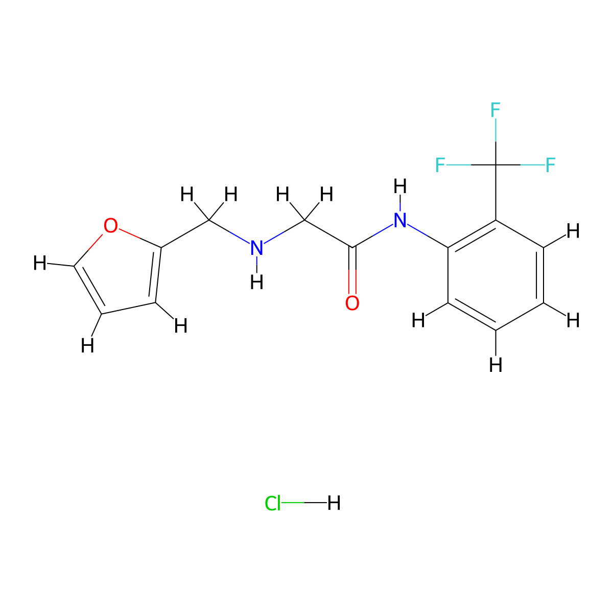 2-[(furan-2-ylmethyl)amino]-N-[2-(trifluoromethyl)phenyl]acetamide hydrochloride molecular structure, CAS 1049771-97-2