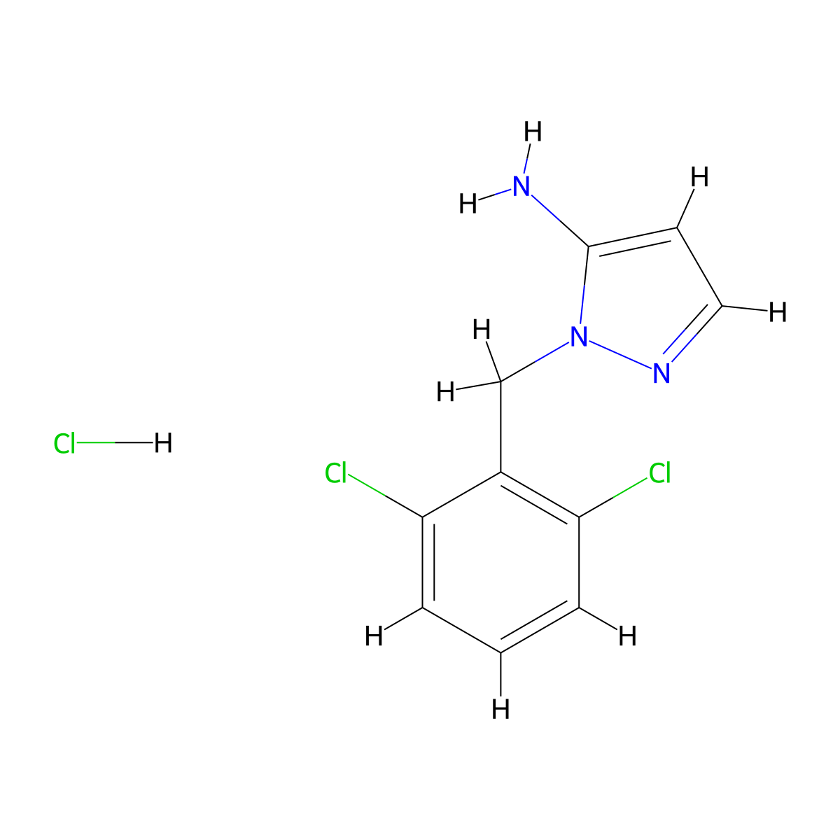 1-[(2,6-dichlorophenyl)methyl]-1H-pyrazol-5-amine hydrochloride molecular structure, CAS 1049772-39-5