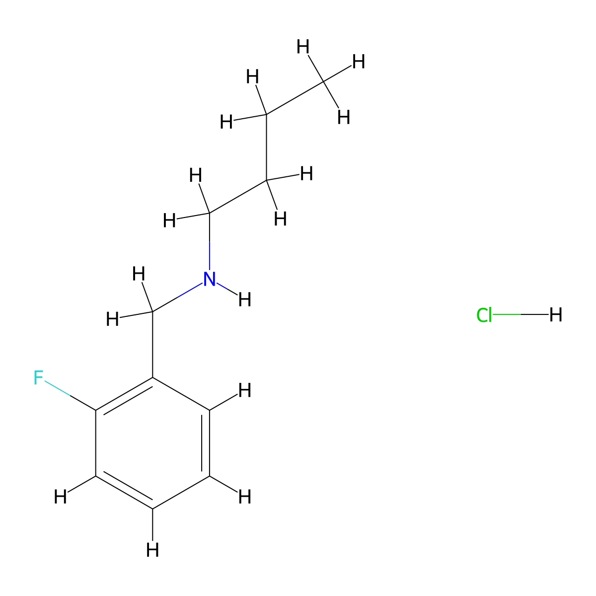 Butyl[(2-fluorophenyl)methyl]amine hydrochloride molecular structure, CAS 1049773-05-8